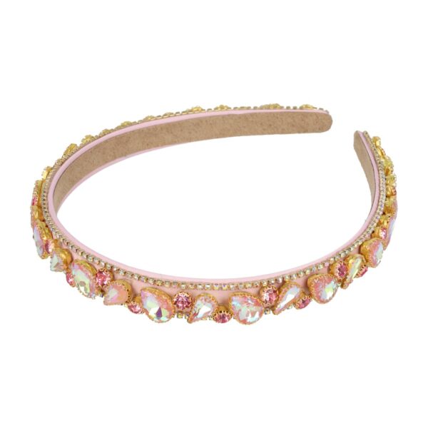 diadeem facet stenen_8 Haarband Diadeem 1,5cm – Facetkralen - Strass Steentjes – Roze