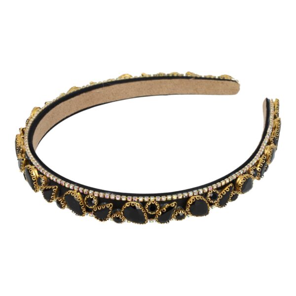 diadeem facet stenen_9 Haarband Diadeem 1,5cm – Facetkralen - Strass Steentjes – Zwart