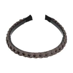 Haarband Diadeem 1.5cm – Gevlochten – Effen Stof & Kunststof – Taupe Grijs