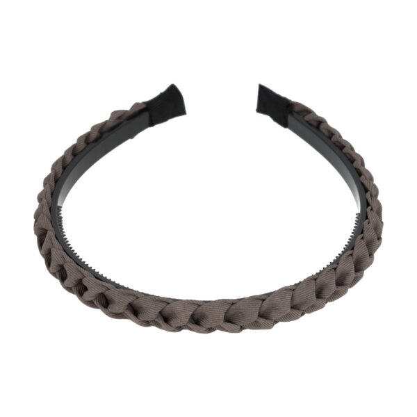 diadeem gevlochten naturel_1 Haarband Diadeem 1.5cm – Gevlochten – Effen Stof & Kunststof – Taupe Grijs