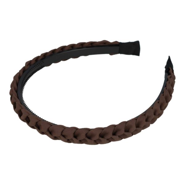 Haarband Diadeem 1.5cm – Gevlochten – Effen Stof & Kunststof – Donkerbruin