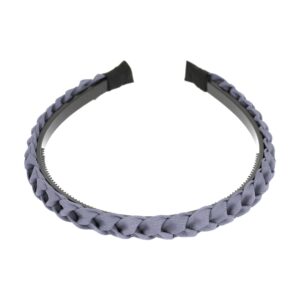 Haarband Diadeem 1.5cm – Gevlochten – Effen Stof & Kunststof – Blauw Grijs