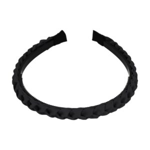 Haarband Diadeem 1.5cm – Gevlochten – Effen Stof & Kunststof – Zwart
