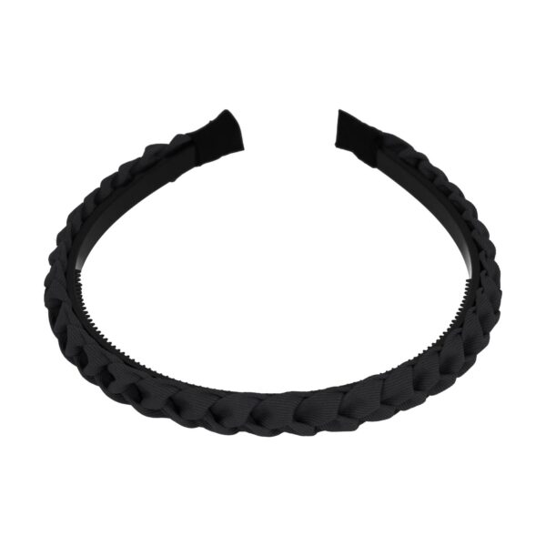 Haarband Diadeem 1.5cm – Gevlochten – Effen Stof & Kunststof – Zwart
