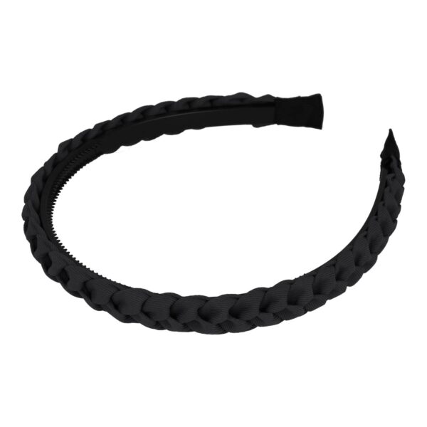 Haarband Diadeem 1.5cm – Gevlochten – Effen Stof & Kunststof – Zwart