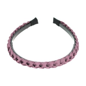 Haarband Diadeem 1.5cm – Gevlochten – Effen Stof & Kunststof – Oudroze