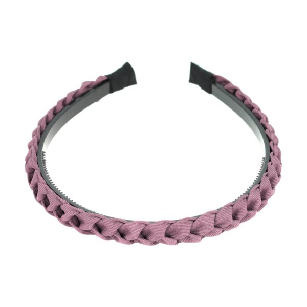 Haarband Diadeem 1.5cm – Gevlochten – Effen Stof & Kunststof – Oudroze