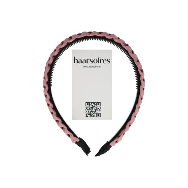 Haarband Diadeem 1.5cm – Gevlochten – Effen Stof & Kunststof – Oudroze