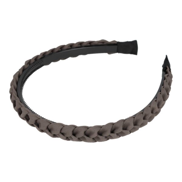 diadeem gevlochten naturel_2 Haarband Diadeem 1.5cm – Gevlochten – Effen Stof & Kunststof – Taupe Grijs