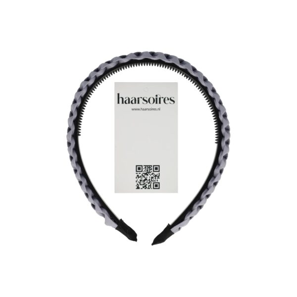 diadeem gevlochten naturel_21 Haarband Diadeem 1.5cm – Gevlochten – Effen Stof & Kunststof – Blauw Grijs