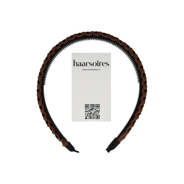 Haarband Diadeem 1.5cm – Gevlochten – Effen Stof & Kunststof – Bruin