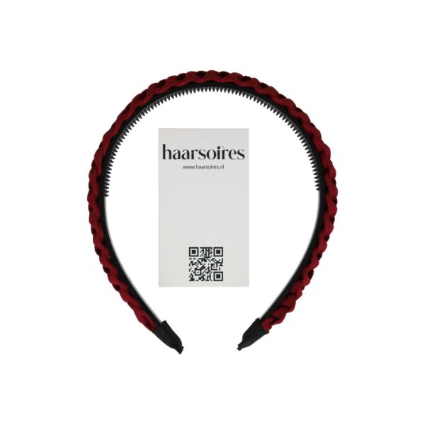 Haarband Diadeem 1.5cm – Gevlochten – Effen Stof & Kunststof – Donkerrood