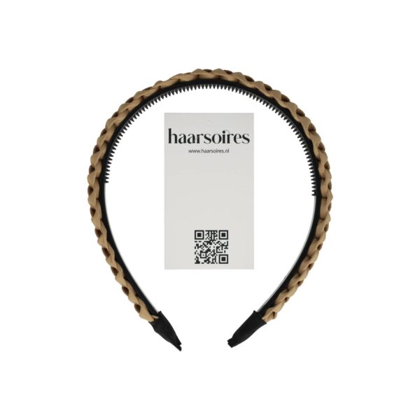 Haarband Diadeem 1.5cm – Gevlochten – Effen Stof & Kunststof – Beige