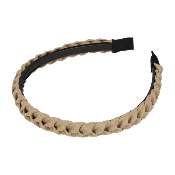 Haarband Diadeem 1.5cm – Gevlochten – Effen Stof & Kunststof – Beige