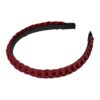 Haarband Diadeem 1.5cm – Gevlochten – Effen Stof & Kunststof – Donkerrood