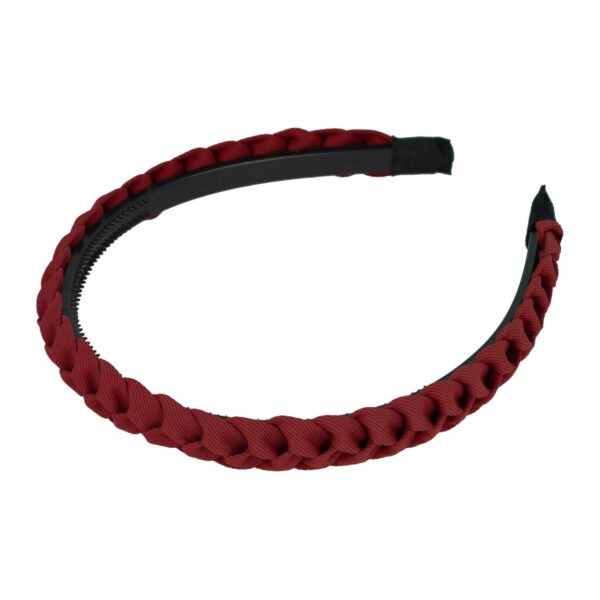 Haarband Diadeem 1.5cm – Gevlochten – Effen Stof & Kunststof – Donkerrood