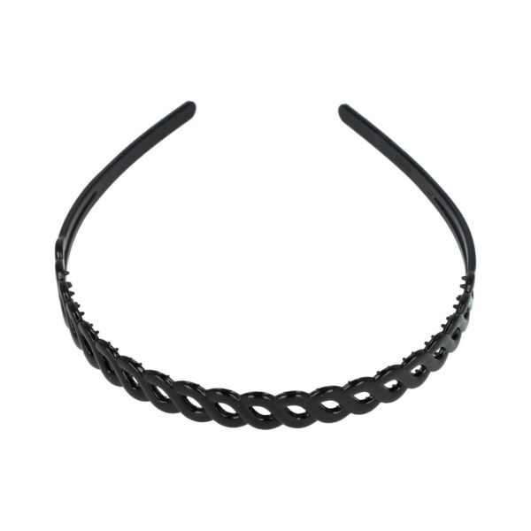 diadeem kunststof gevlochten zwart_1 Haarband Diadeem 1,3cm – Gevlochten Vorm – Kunststof – Zwart
