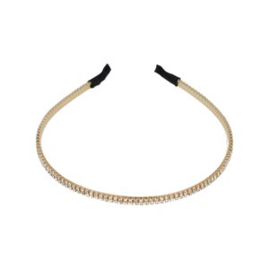 Haarband Diadeem 0,5cm – 2 Rijen Strass Steentjes – Metaal – Goud