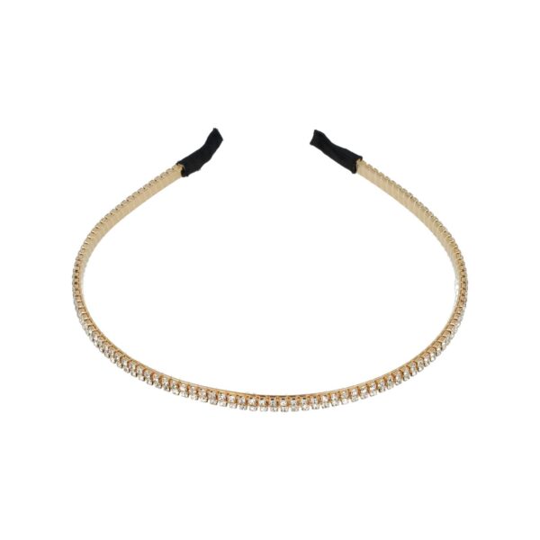 diadeem strass steentjes 2 rijen goud_1 Haarband Diadeem 0,5cm – 2 Rijen Strass Steentjes – Metaal – Goud