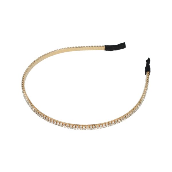 diadeem strass steentjes 2 rijen goud_2 Haarband Diadeem 0,5cm – 2 Rijen Strass Steentjes – Metaal – Goud