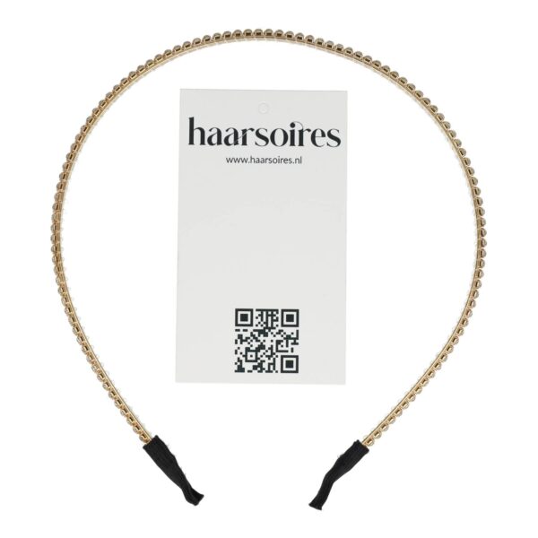 diadeem strass steentjes 2 rijen goud_3 Haarband Diadeem 0,5cm – 2 Rijen Strass Steentjes – Metaal – Goud