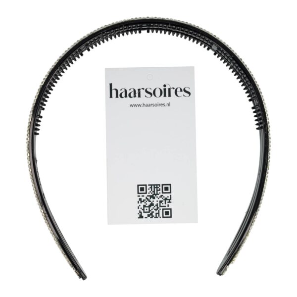 diadeem strass steentjes fantasie_11 Haarband Diadeem 2,5cm – Open 3 Rijen – Strass Steentjes – Kunststof – Zwart Zilver