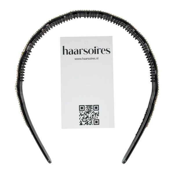 diadeem strass steentjes fantasie_12 Haarband Diadeem 2,5cm – Open Wave 3 Rijen – Strass Steentjes – Kunststof – Zwart Zilver