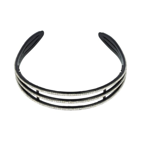 diadeem strass steentjes fantasie_3 Haarband Diadeem 2,5cm – Open 3 Rijen – Strass Steentjes – Kunststof – Zwart Zilver