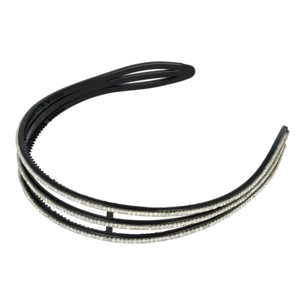 diadeem strass steentjes fantasie_4 Haarband Diadeem 2,5cm – Open 3 Rijen – Strass Steentjes – Kunststof – Zwart Zilver