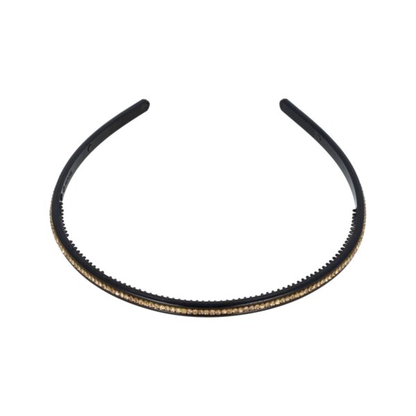 Haarband Diadeem 0,5cm – Strass Steentjes – Kunststof – Zwart Goud