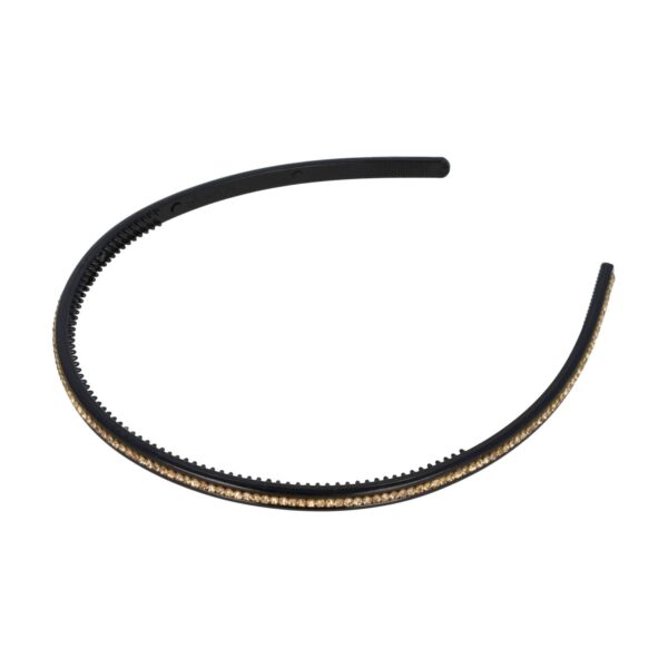 Haarband Diadeem 0,5cm – Strass Steentjes – Kunststof – Zwart Goud