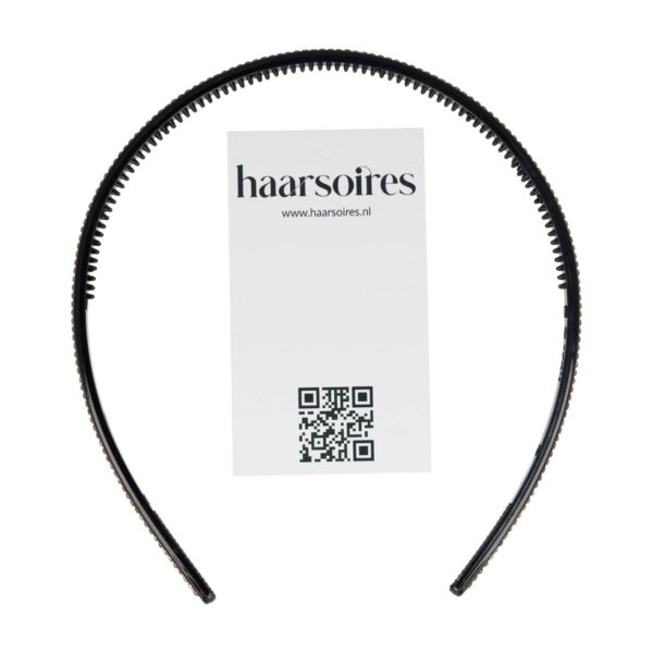 Haarband Diadeem 0,5cm – Strass Steentjes – Kunststof – Zwart Goud