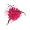 Haarspeld Duckklem 12cm - XL Bloem - Stof met Kralen & Veren – Fuchsia Roze