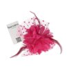 Haarspeld Duckklem 12cm - XL Bloem - Stof met Kralen & Veren – Fuchsia Roze