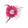 Haarspeld Duckklem 12cm - XL Bloem - Stof met Kralen & Veren – Fuchsia Roze