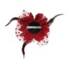 Haarspeld Duckklem 12cm - XL Bloem - Stof met Kralen & Veren – Donkerrood