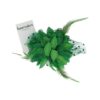 Haarspeld Duckklem 12cm - XL Bloem - Stof met Kralen & Veren – Groen