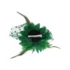Haarspeld Duckklem 12cm - XL Bloem - Stof met Kralen & Veren – Groen