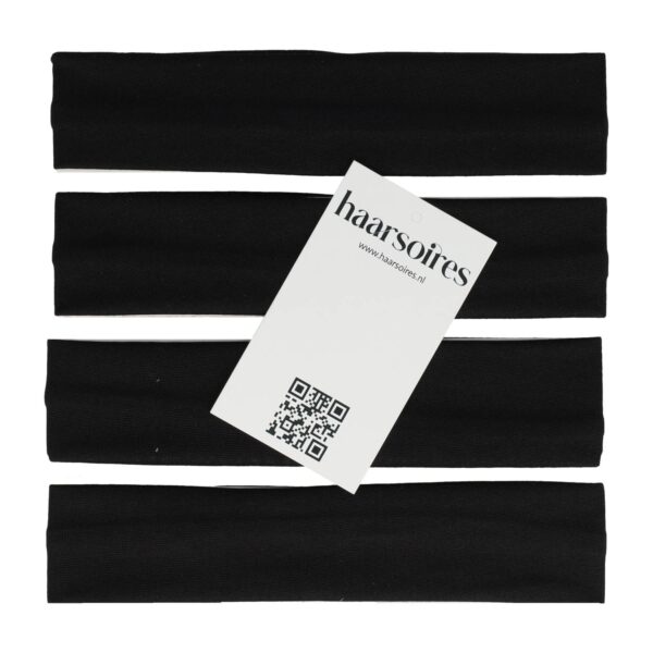 haarband basic_4 Haarband Stof 4cm - Baby - Zwart - DIY - Set van 4
