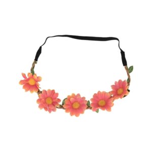 Haarband Bloemen – Gevlochten  – Oranje Roze