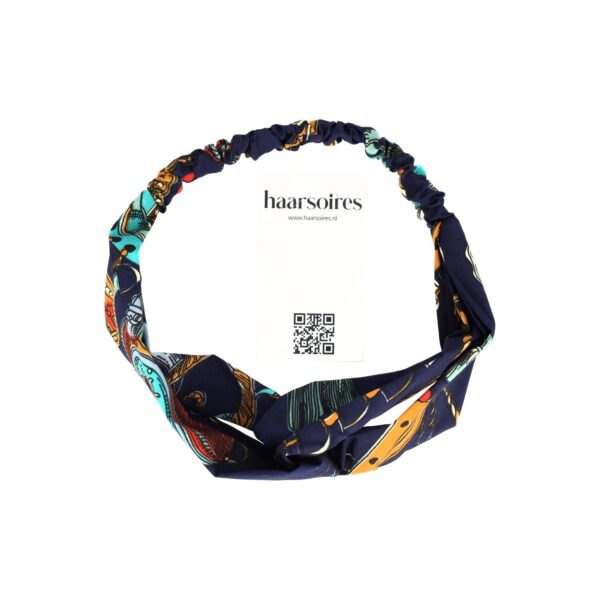 haarband twist ketting patroon twist_2 Haarband Twist 5cm – Ketting Print – Gladde Stof – Creme (kopie)