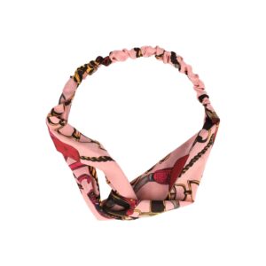 Haarband Twist 5cm – Ketting Print – Gladde Stof – Roze