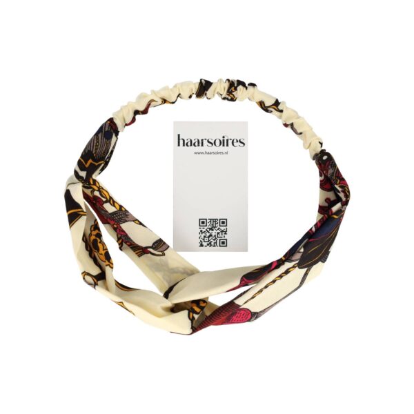 haarband twist ketting patroon twist_6 Haarband Twist 5cm – Ketting Print – Gladde Stof – Creme