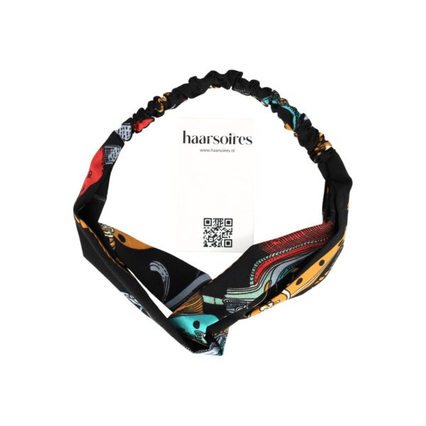 haarband twist ketting patroon twist_8 Haarband Twist 5cm – Ketting Print – Gladde Stof – Zwart