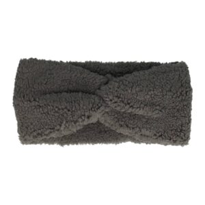 Haarband Twist 12cm – Effen Kleur – Teddy Imitatiebont Stof – Grijs