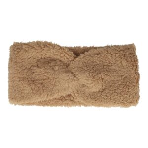 Haarband Twist 12cm – Effen Kleur – Teddy Imitatiebont Stof – Lichtbruin