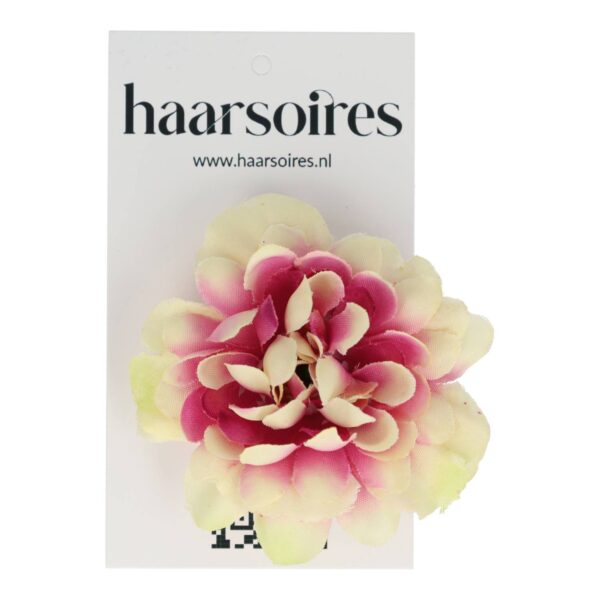 Haarspeld Duckklem 5cm – Haarbloem – Creme Paars