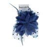 Haarspeld Duckklem 12cm - XL Bloem - Stof met Kralen & Veren – Donkerblauw