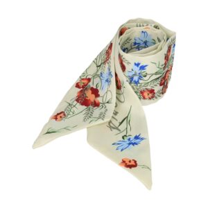 Haarband Haarsjaaltje 95cm - Bloemen Print - Creme