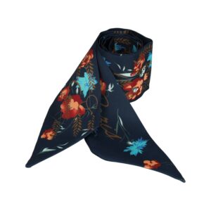 Haarband Haarsjaaltje 95cm - Bloemen Print - Donkerblauw